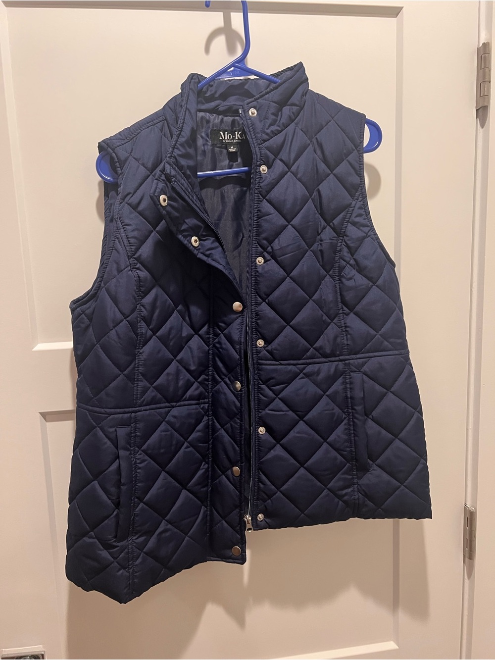 Mo-Kay Quilted Navy Sleeveless Puffer Vest
